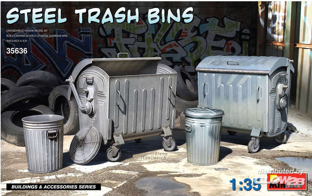 Kunststoff Stahlmülltonnen Bausatz im Maßstab 1:35 als Modell für Ihr Diorama.-1