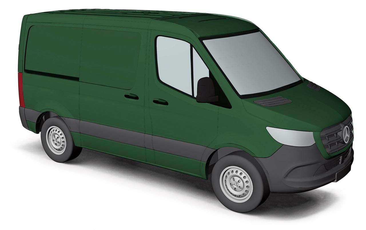Mercedes-Benz Sprinter 18 Kasten kurz dunkelgrün Modell von Busch 1:87
