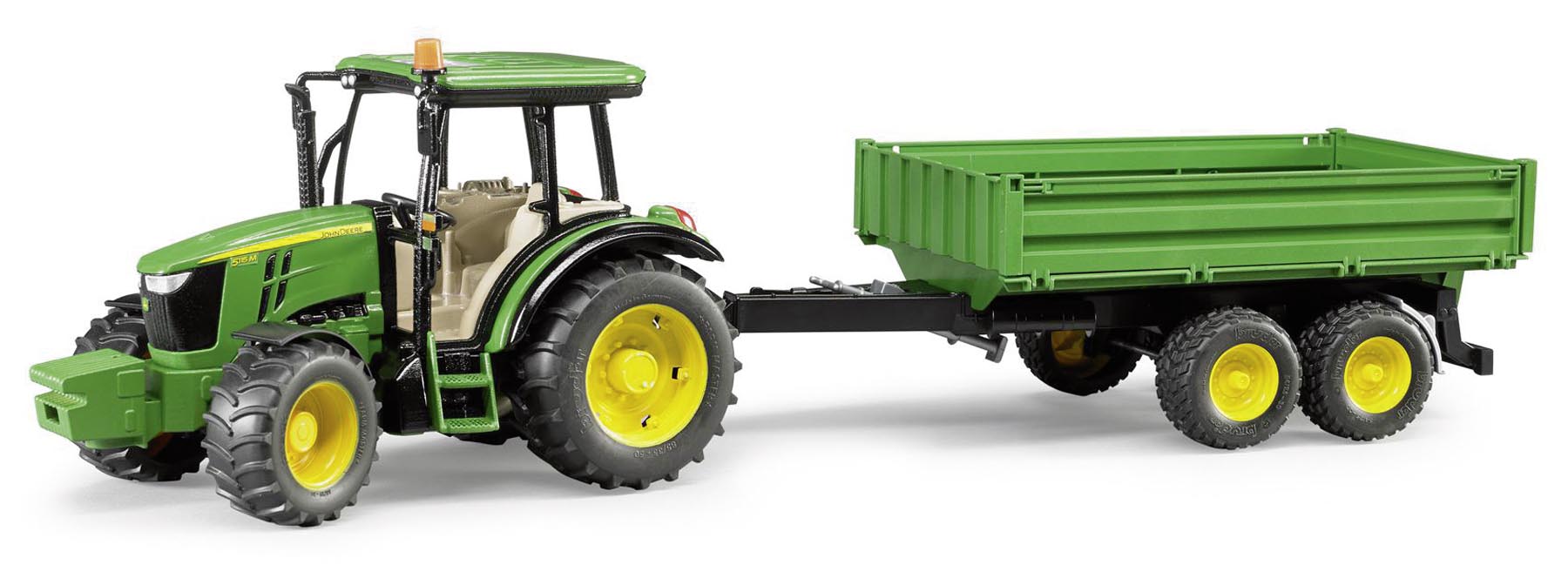 John Deere 5115M mit Bordwandanhänger Modell von Bruder 1:16