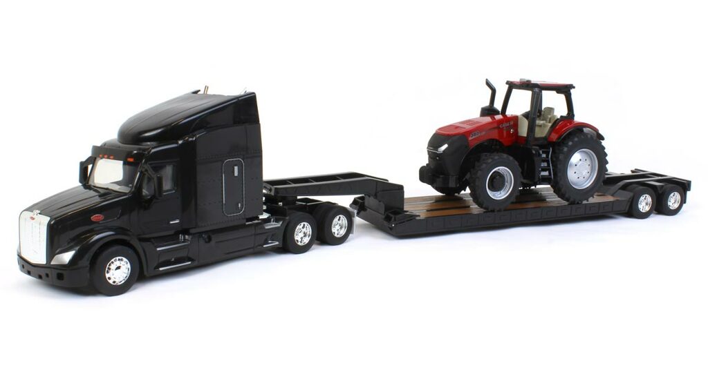Peterbilt 579 Semi mit Tieflader und Case IH 380 Magnum Traktor-1