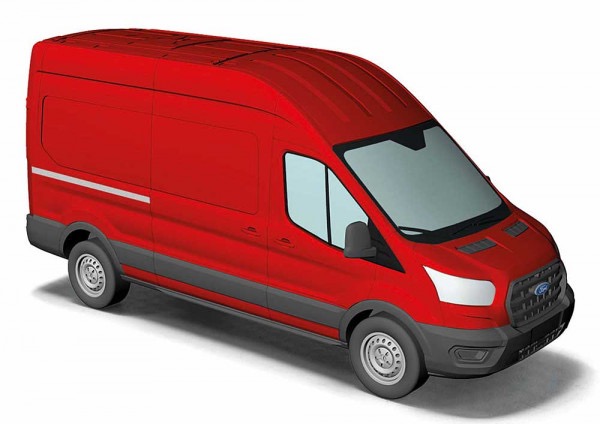 Ford Transit Kastenwagen mit Hochdach Bj. 2014 rot Modell von Busch 1:87