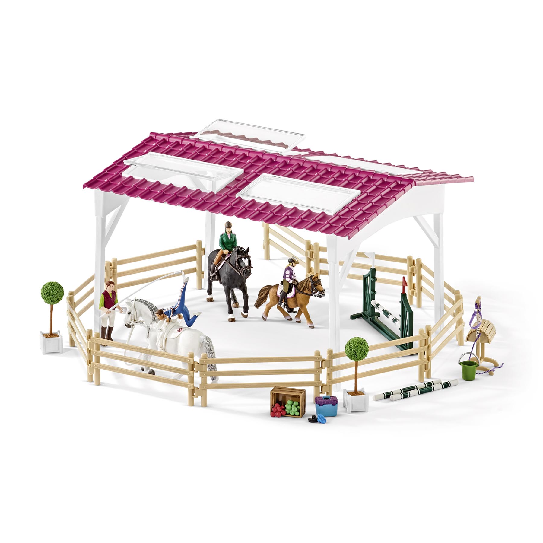 Reitschule mit Reiterinnen und Pferden Modell von Schleich