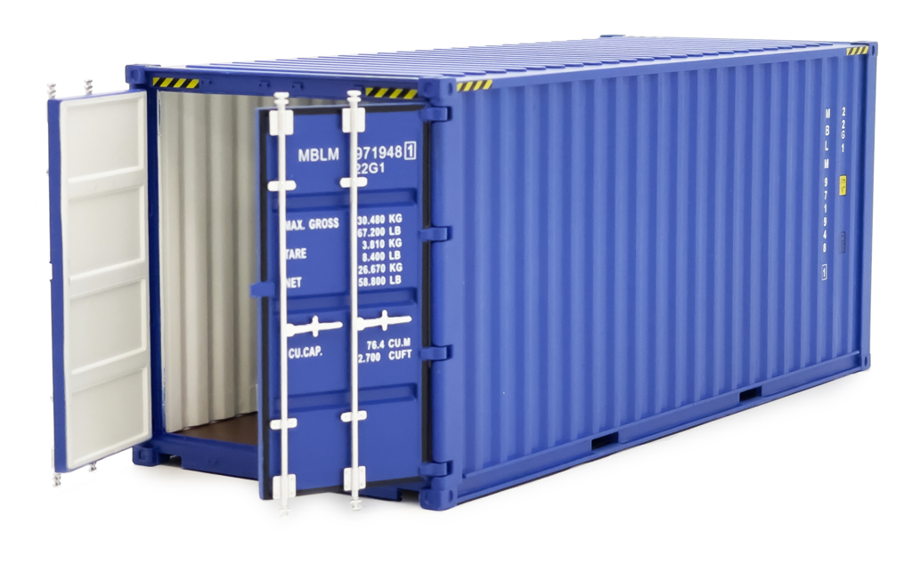 Seefracht Container 20ft blau Modell von MarGe Models 1:32