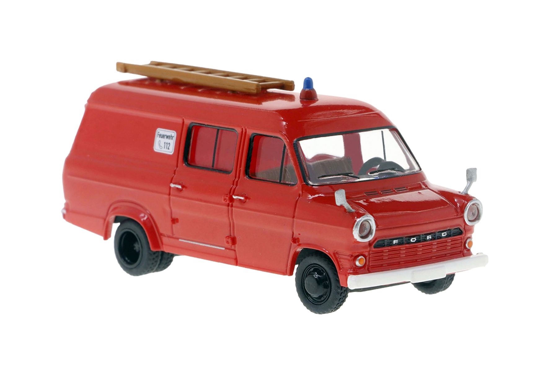 Ford Transit MK.1 der Feuerwehr rot/weiß Modell von Brekina 1:87
