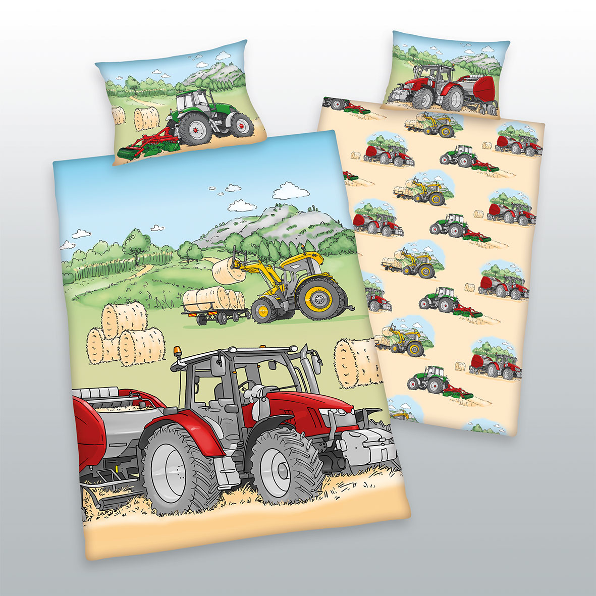 Traktor Flanell Bettwäsche 100 x 135 cm