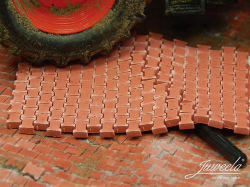 FLEXYWAY Pflastersteine „Knochenpflaster“ in rot (8 Platten) inkl. Anfangs- und Halbsteine Modell von Juweela 1:32