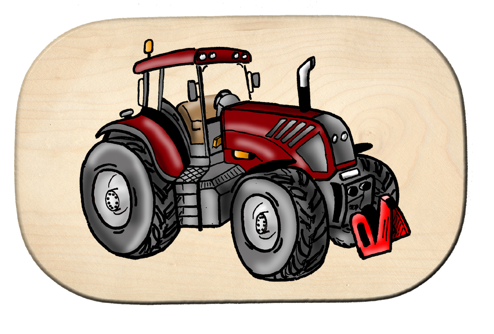 Frühstücksbrett Traktor modern rot-1
