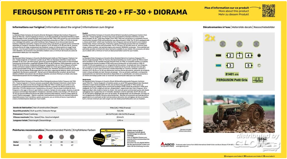 Ferguson Petit Gris TE-20 und FF-30 Bausatz plus Diorama Modell von Heller 1:24