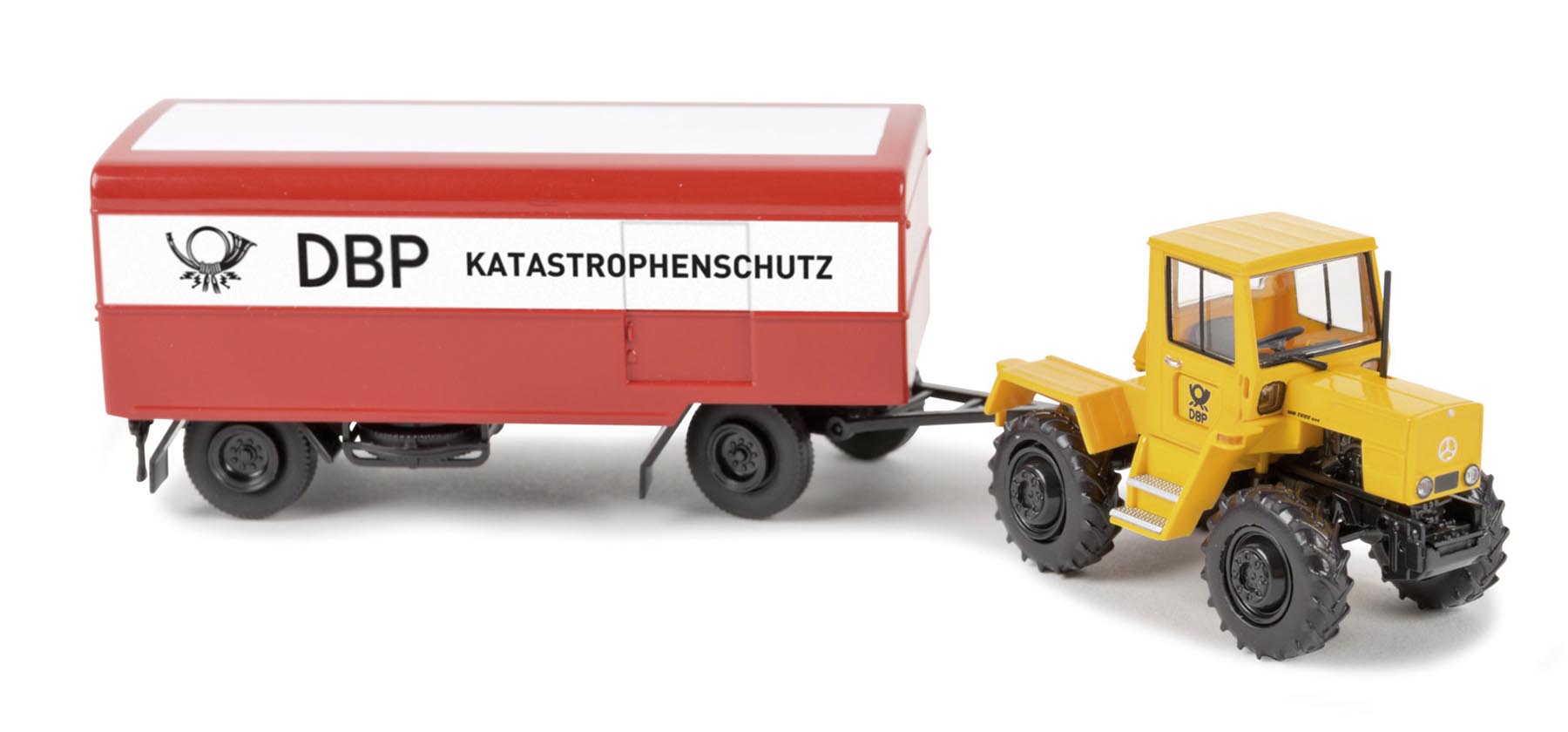 MB trac mit Anhänger -DBP-Katastrophenschutz-von Starmada Modell von Brekina 1:87