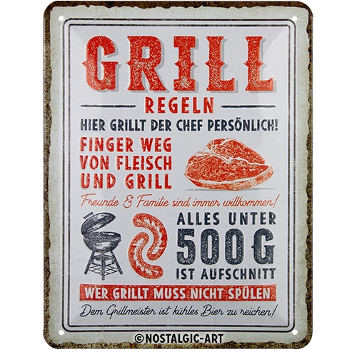 Blechschild Grill-Regeln