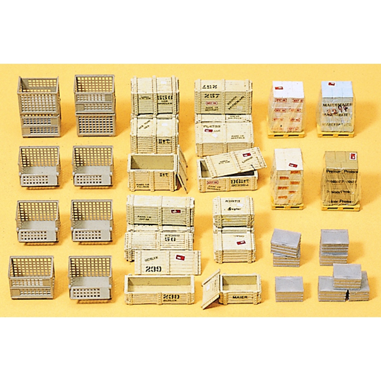 Gitterboxpaletten und anderes Ladegut Bausatz Modell von Preiser 1:87