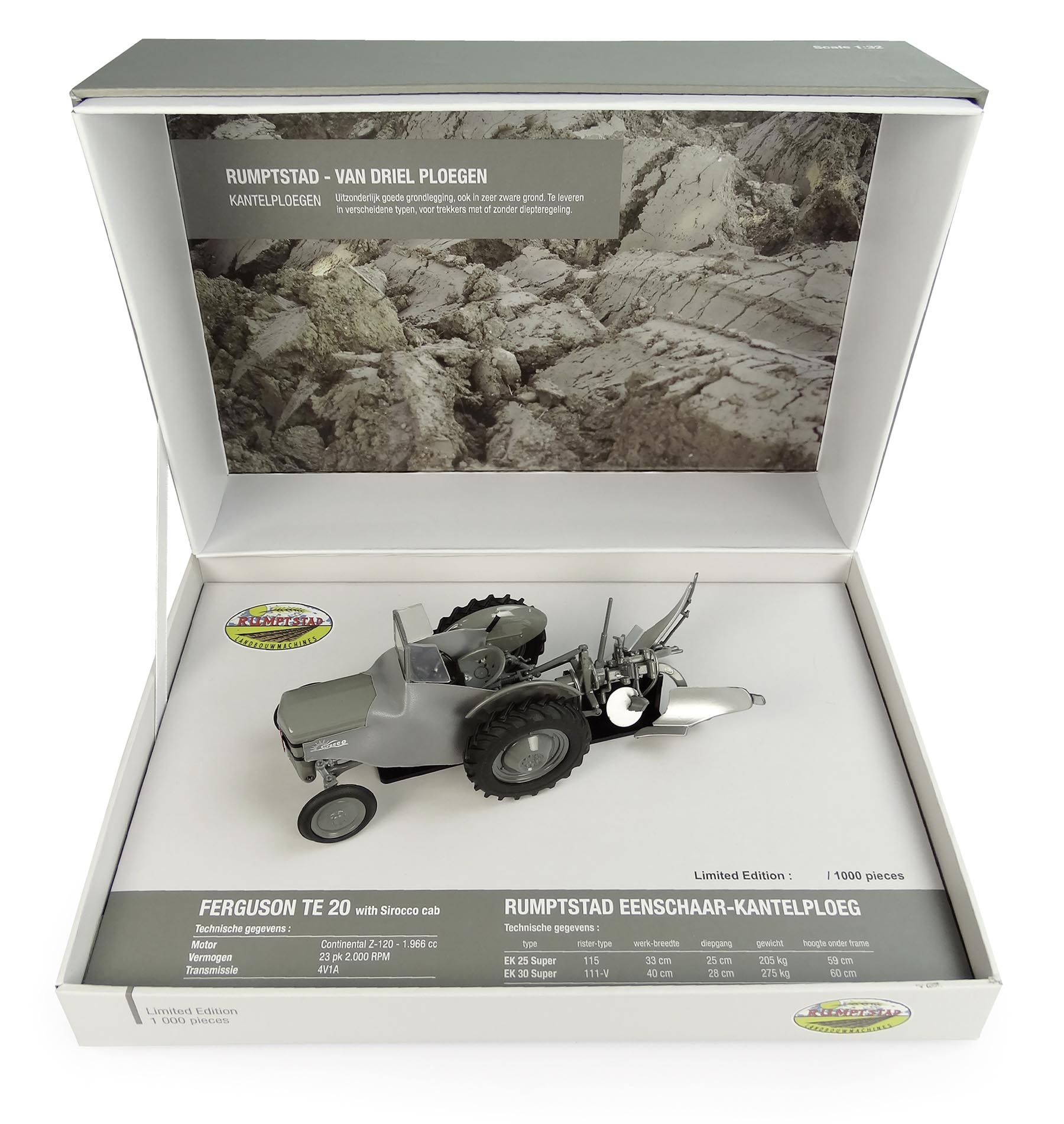 Ferguson TE20 mit Rumpstad Einscharpflug LImited Edition Modell von Universal Hobbies 1:32