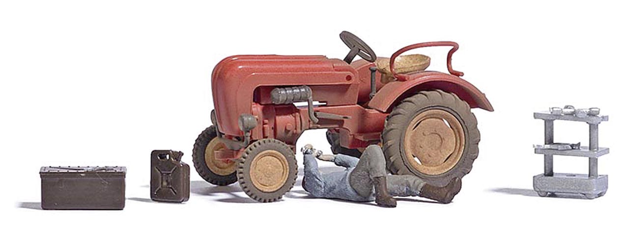 Traktorenreparatur Modell von Busch 1:87