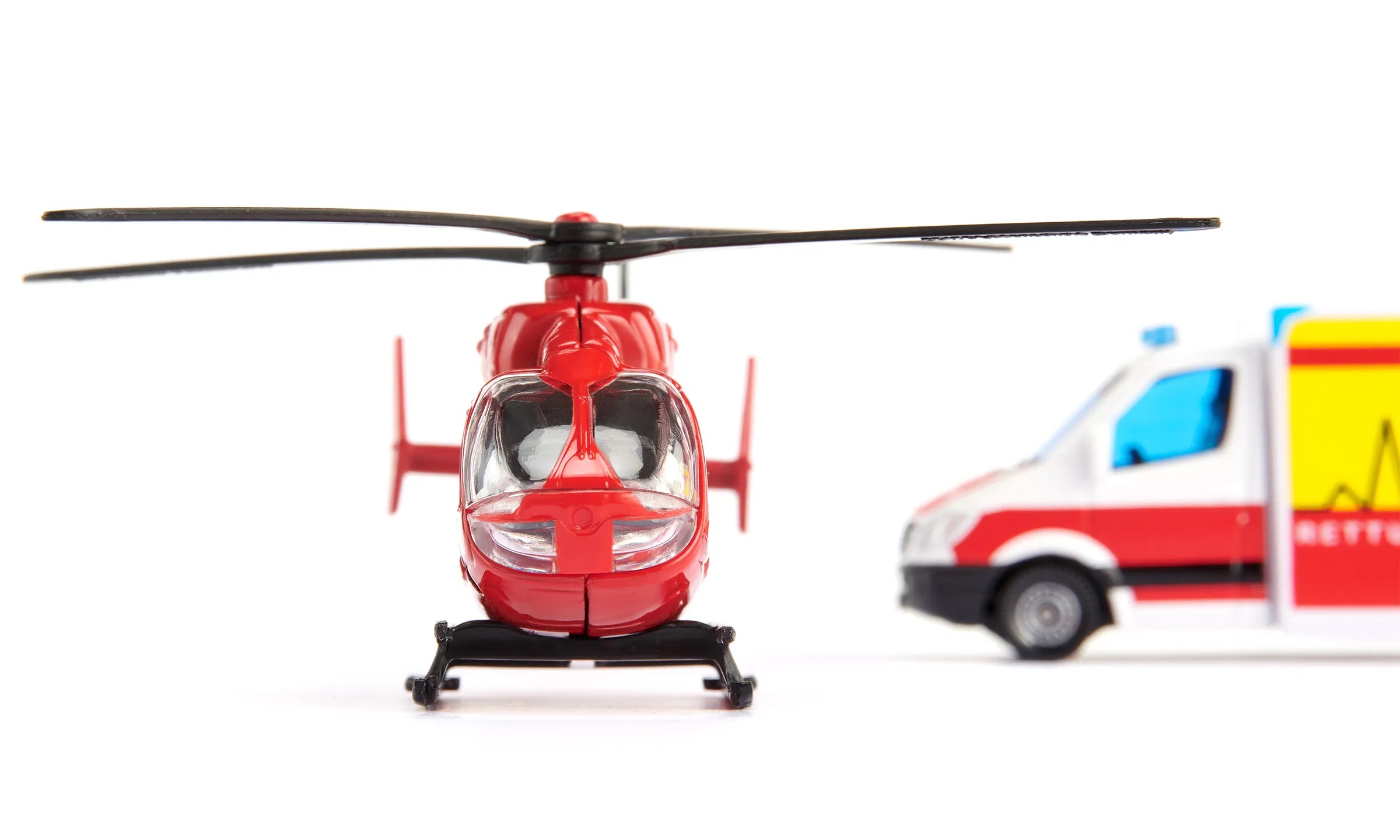 Mercedes-Benz Rettungswagen und Helikopter Modell von Siku 