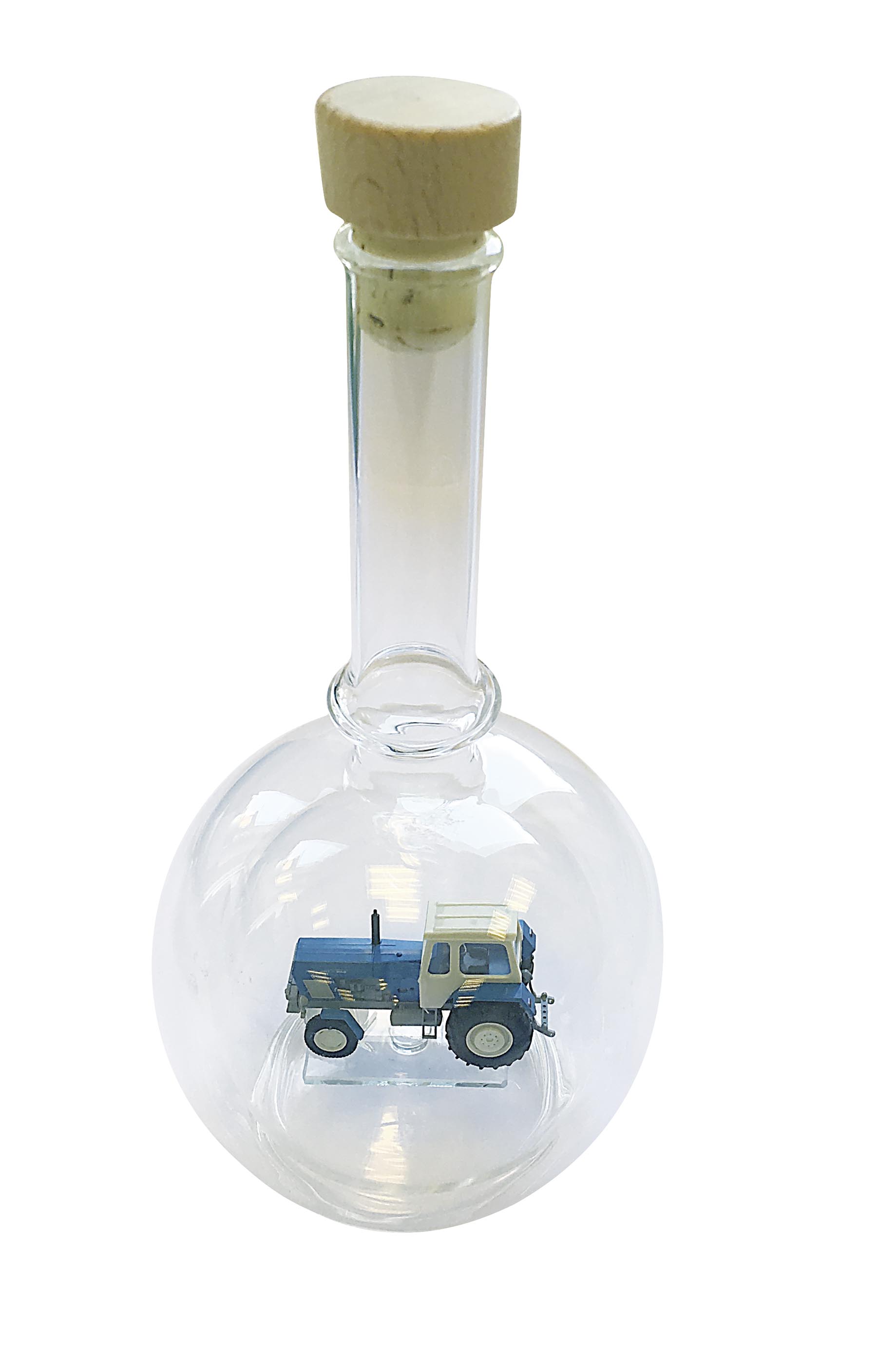 Edelglasflasche Fortschritt ZT 300-D Traktor Blau Bj. 1967