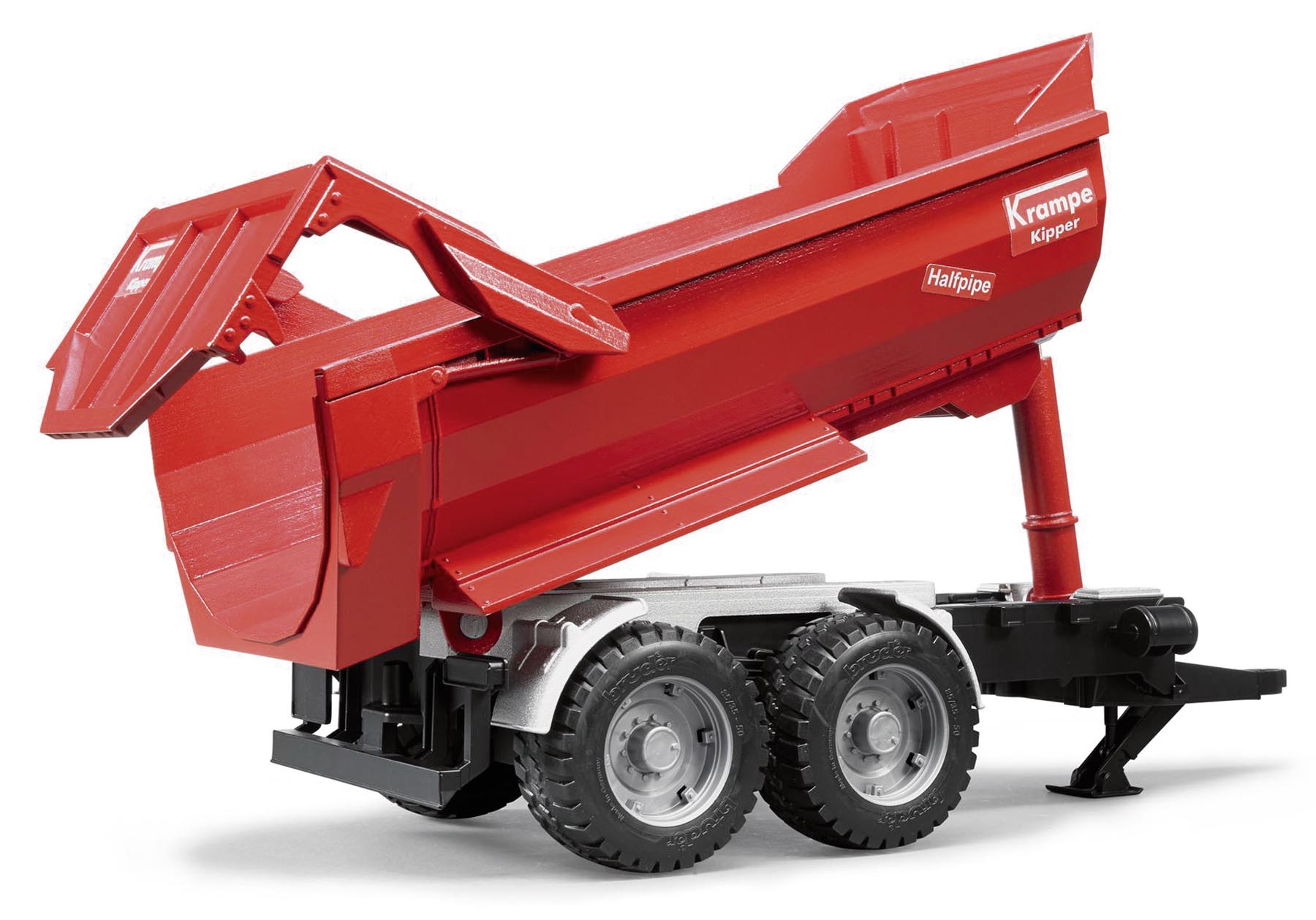 Krampe Tandem-Halfpipe-Kippanhänger Modell von Bruder 1:16