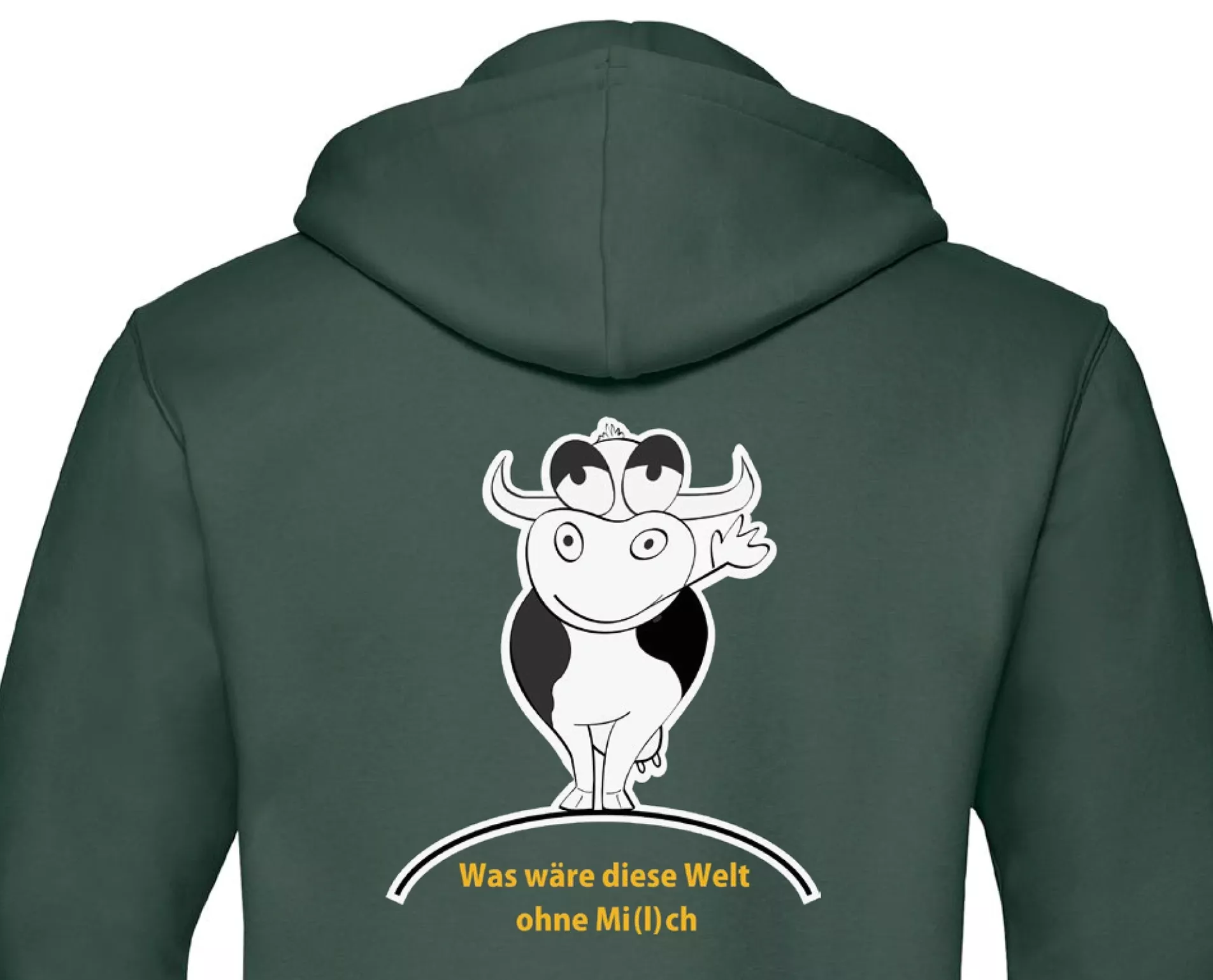 Kapuzenjacke „Was wäre diese Welt ohne Mi(l)ch“ (grün)