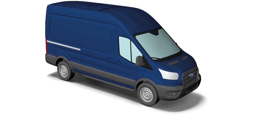 Ford Transit Kastenwagen blau Modell von Busch 1:87