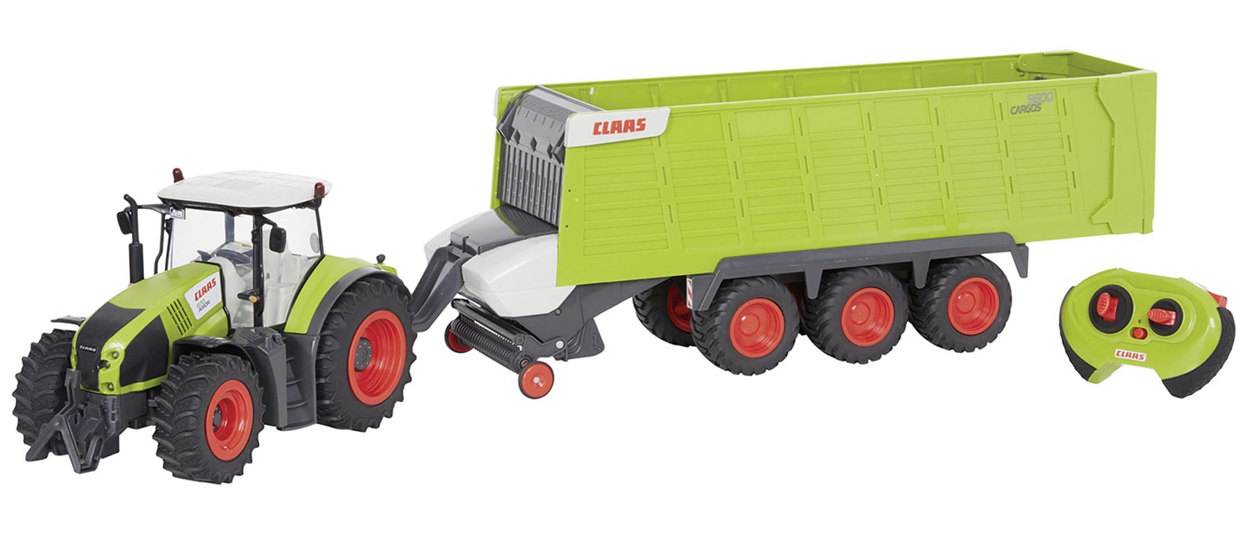 RC Claas Axion 870 Traktor ferngesteuert + Claas Cargos 9600 Silierwagen Modell von Happy People 1:16