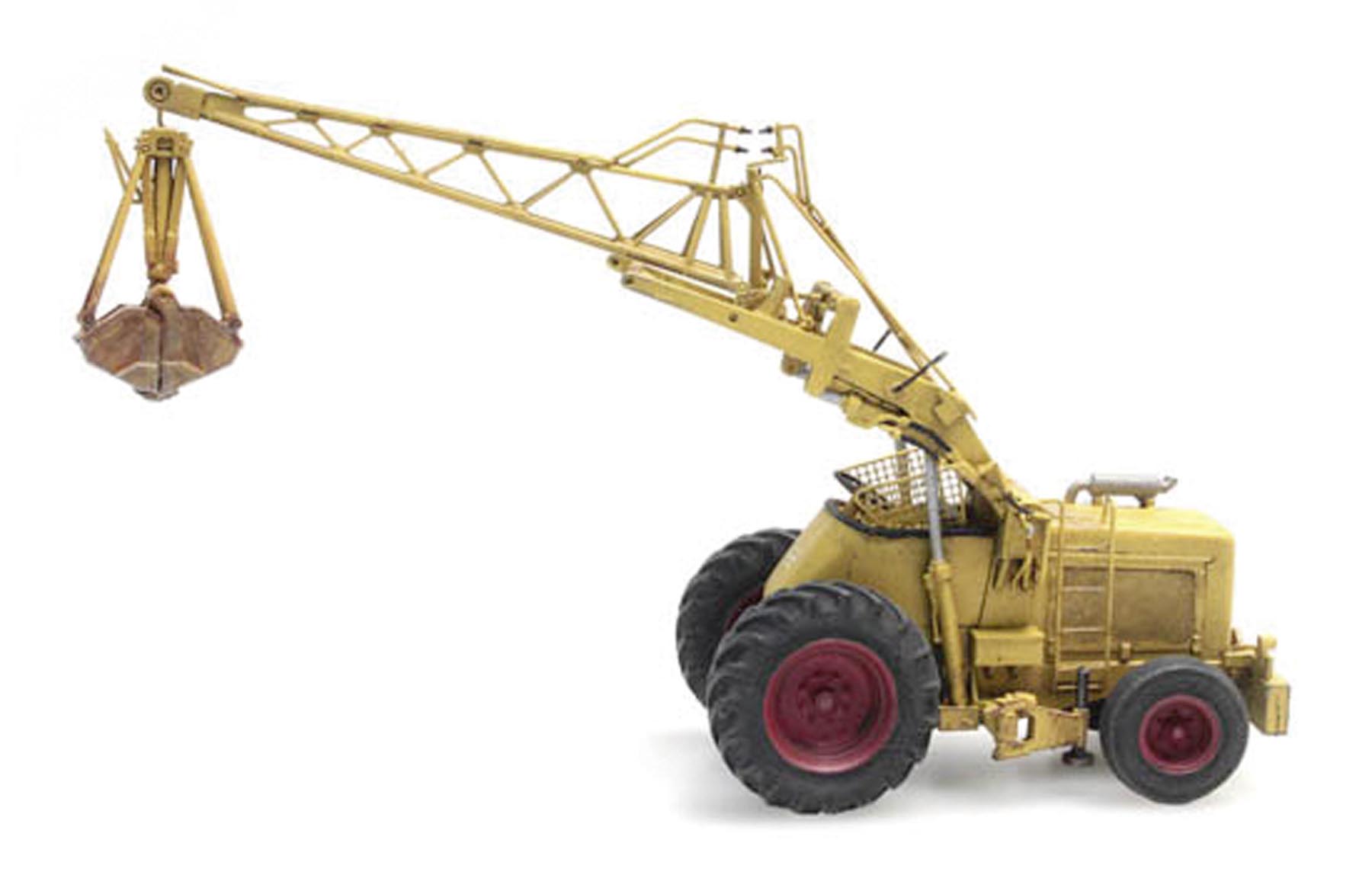 Bischoff Polytrac mit Greifer gelb Modell von Artitec 1:87