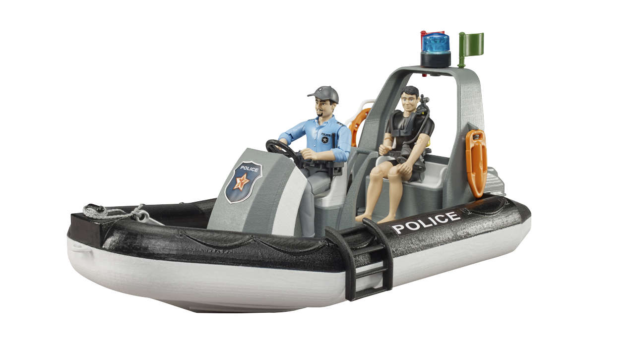 bworld Polizei Schlauchboot mit Figuren und Zubehör-1