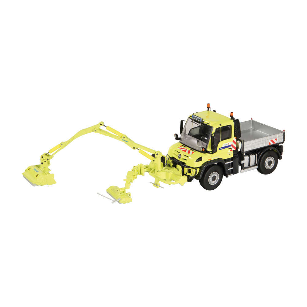 Mercedes-Benz Unimog U400 mit Mulag MKM700 Mähgerät Vinci Modell von NZG 1:50