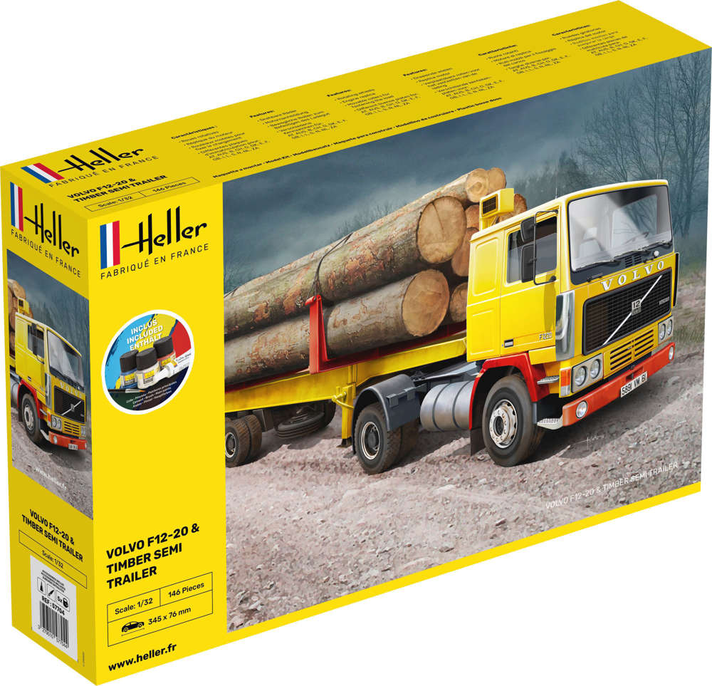 Volvo F12-20 & Holzsattelauflieger als Bausatz Modell von Heller 1:32