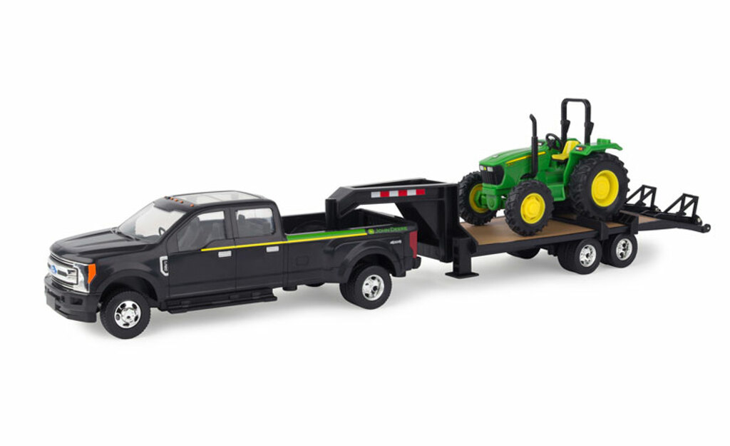 Ford F350 mit Gooseneck Anhänger und John Deere 5075E-1