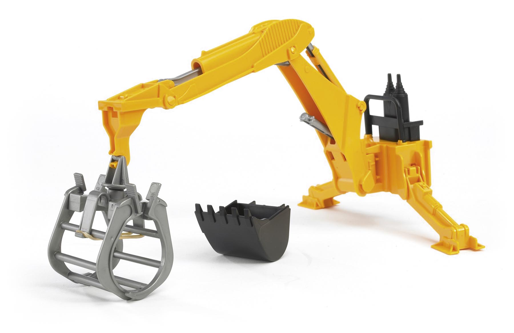 Heckbagger mit Greifer Modell von Bruder 1:16