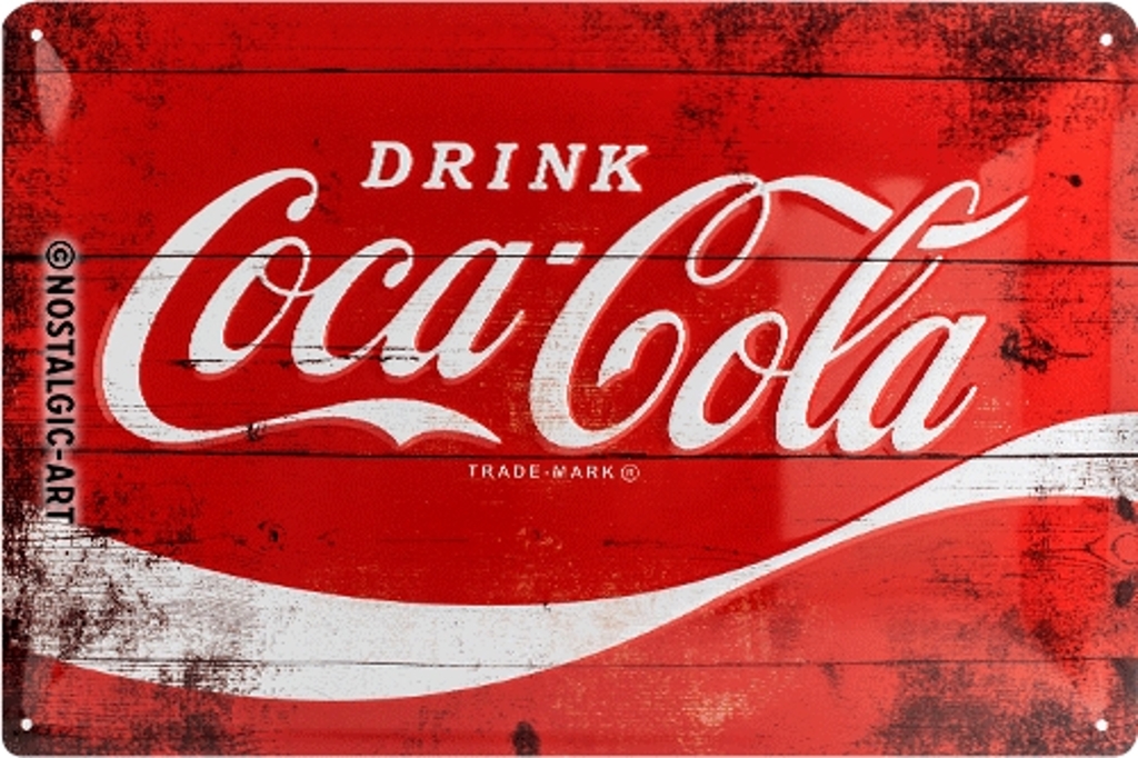 Blechschild Coca Cola Red Wave