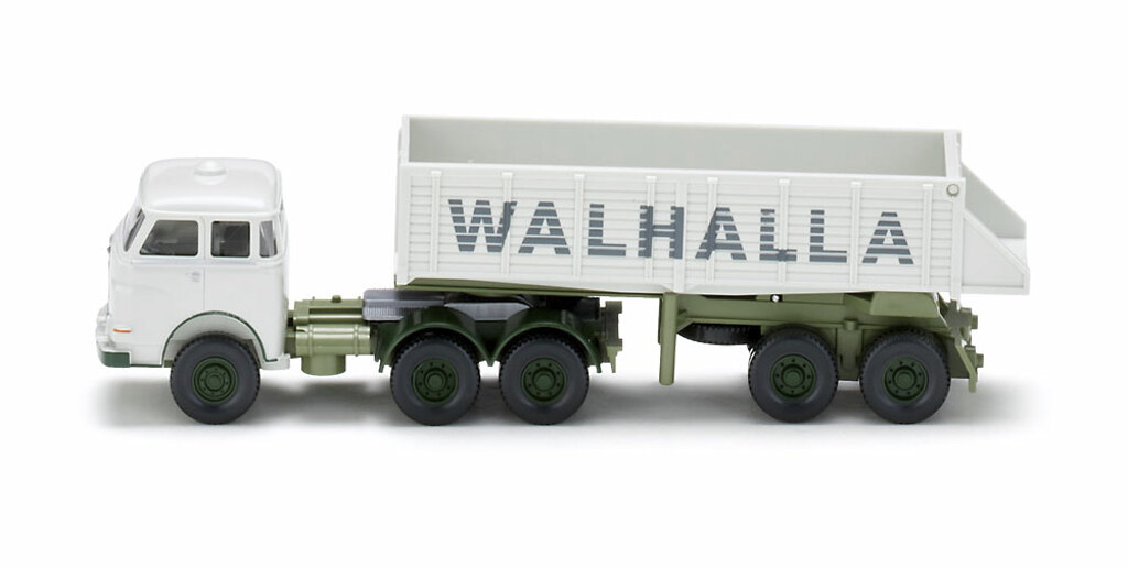 Hinterkippersattelzug MAN Pausbacke Walhalla Kalk Modell von WIKING 1:87
