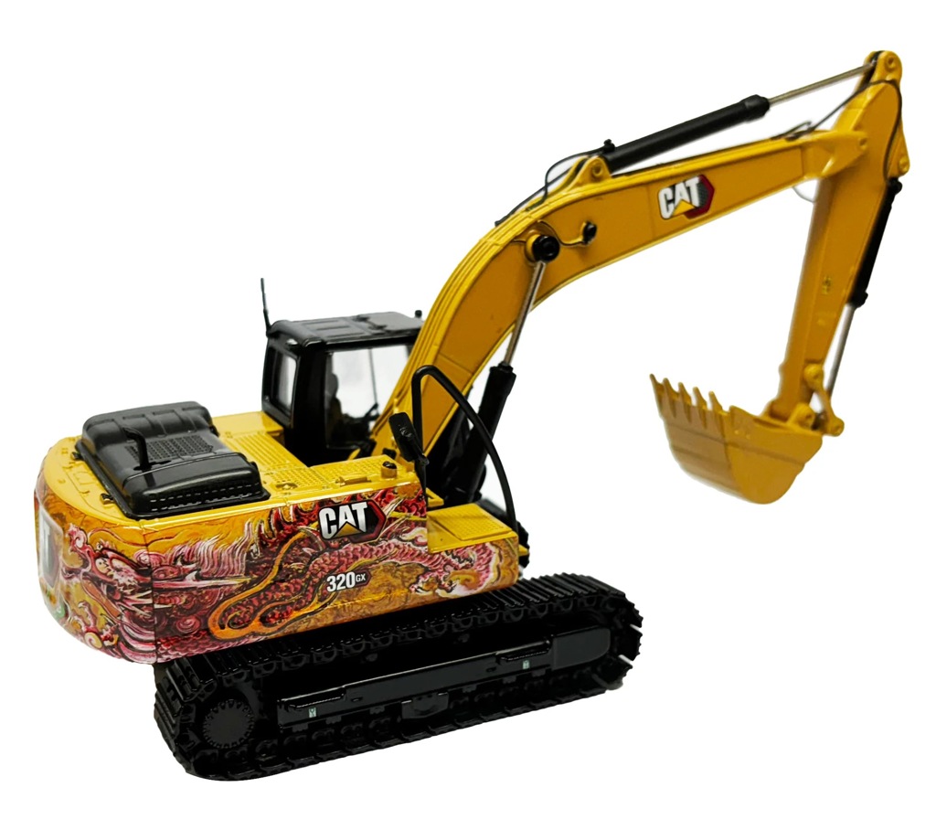 CAT 320 GX Bagger mit Drachendekor Modell von DieCast Masters 1:50