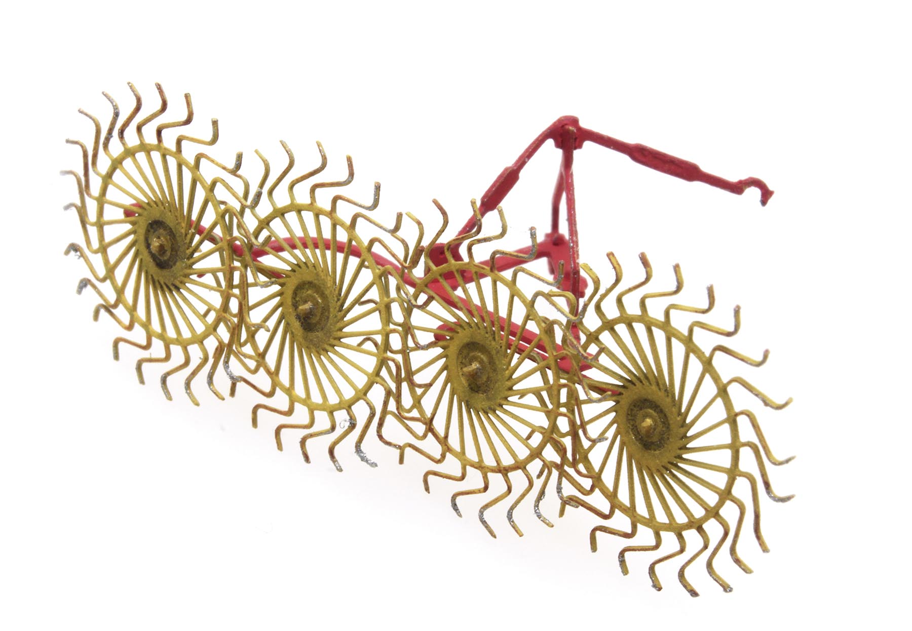 Heuwender gelb-rot (Fertigmodell koloriert) Modell von Artitec 1:87