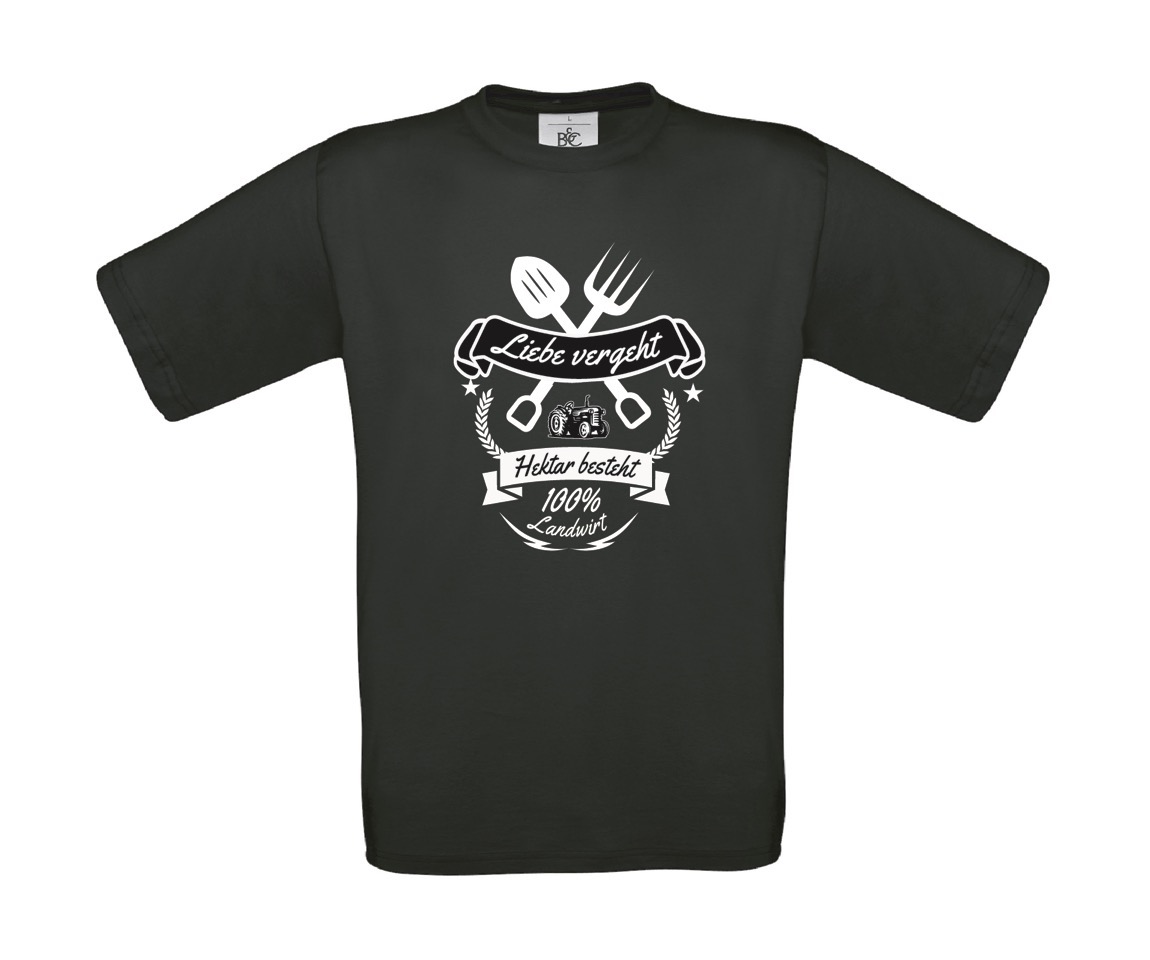 T-Shirt „Liebe vergeht - Hektar besteht - 100% Landwirt“ (schwarz)