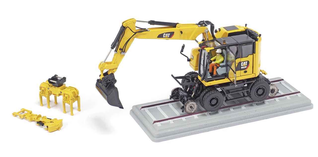 Cat M323F Eisenbahn Radbagger Cat-gelb Modell von DieCast Masters 1:50