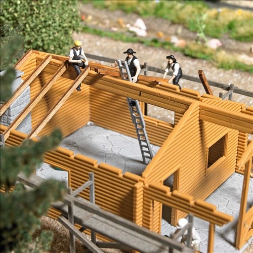 Zimmermänner mit Gerüst Modell von Busch 1:87