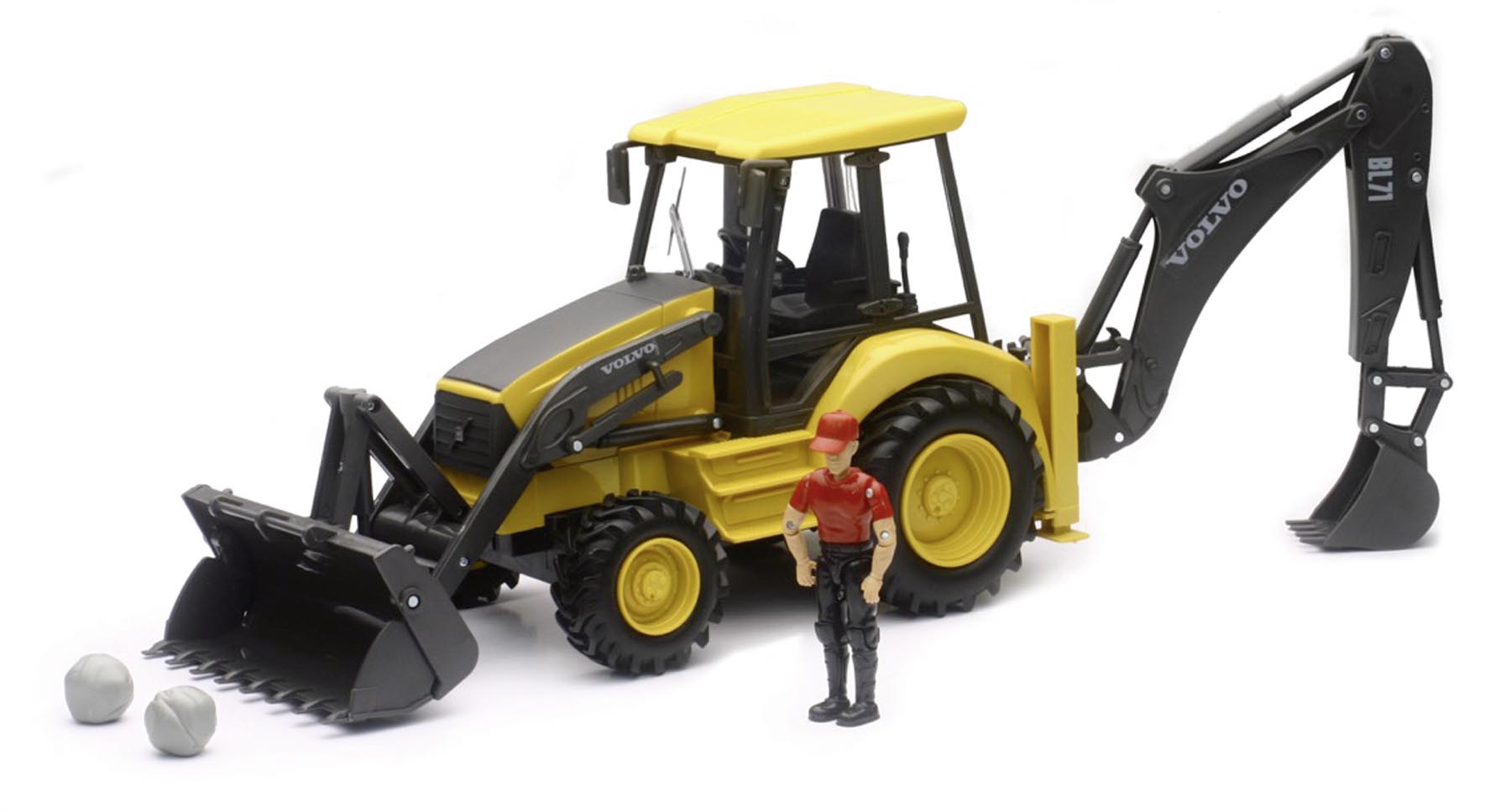 Volvo BL71 Baggerlader mit Zubehör Modell von NewRay 1:18