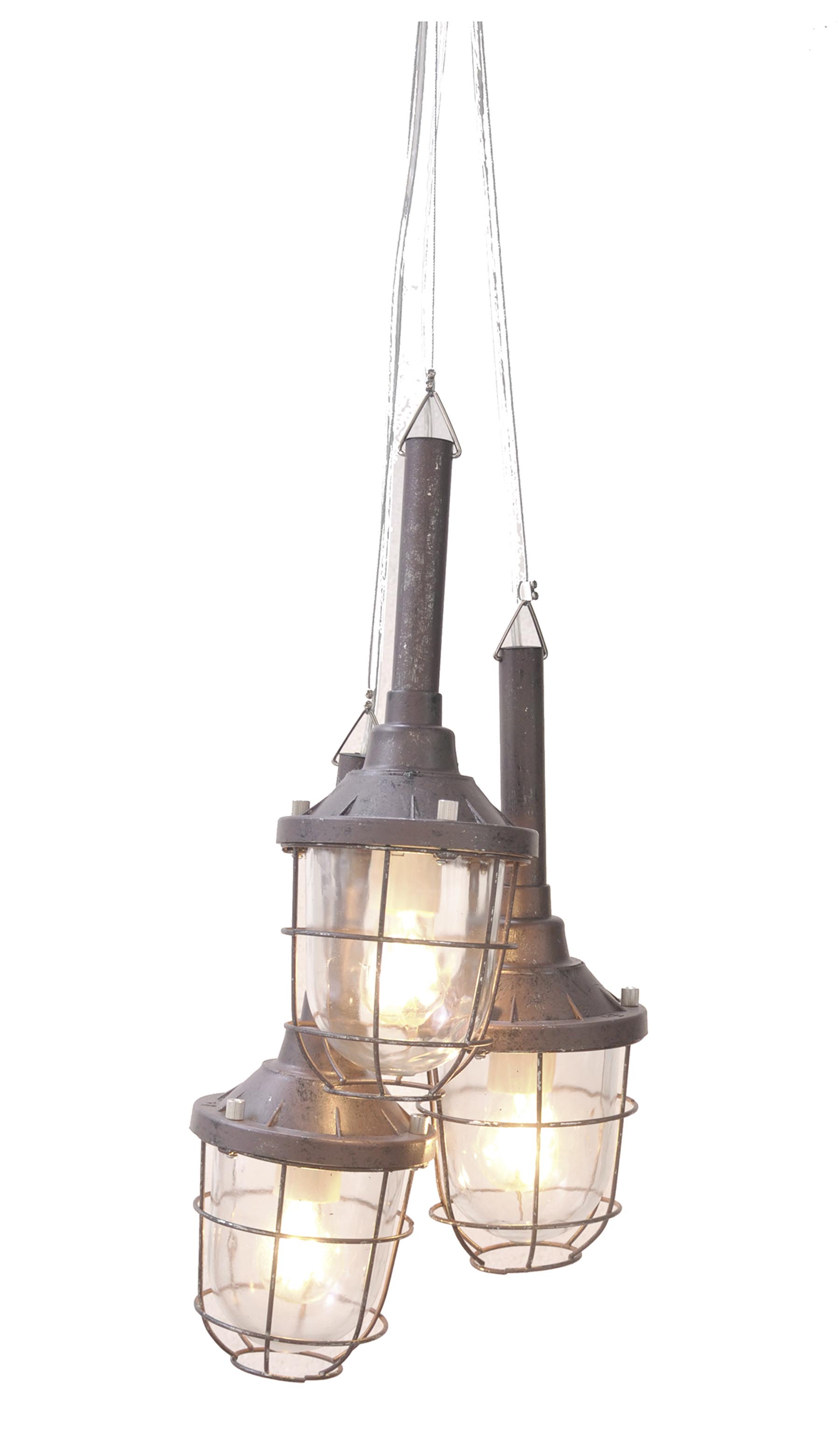 Design-Hängelampen-Trio mit Glasschutz „rostig“