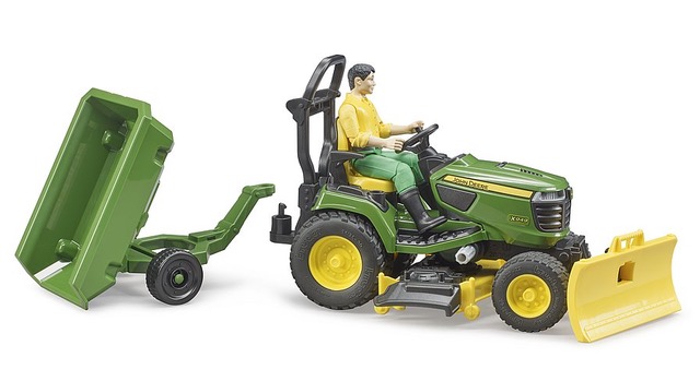 bWorld John Deere Aufsitzrasenmäher mit Anhänger und Gärtner Modell von Bruder 1:16