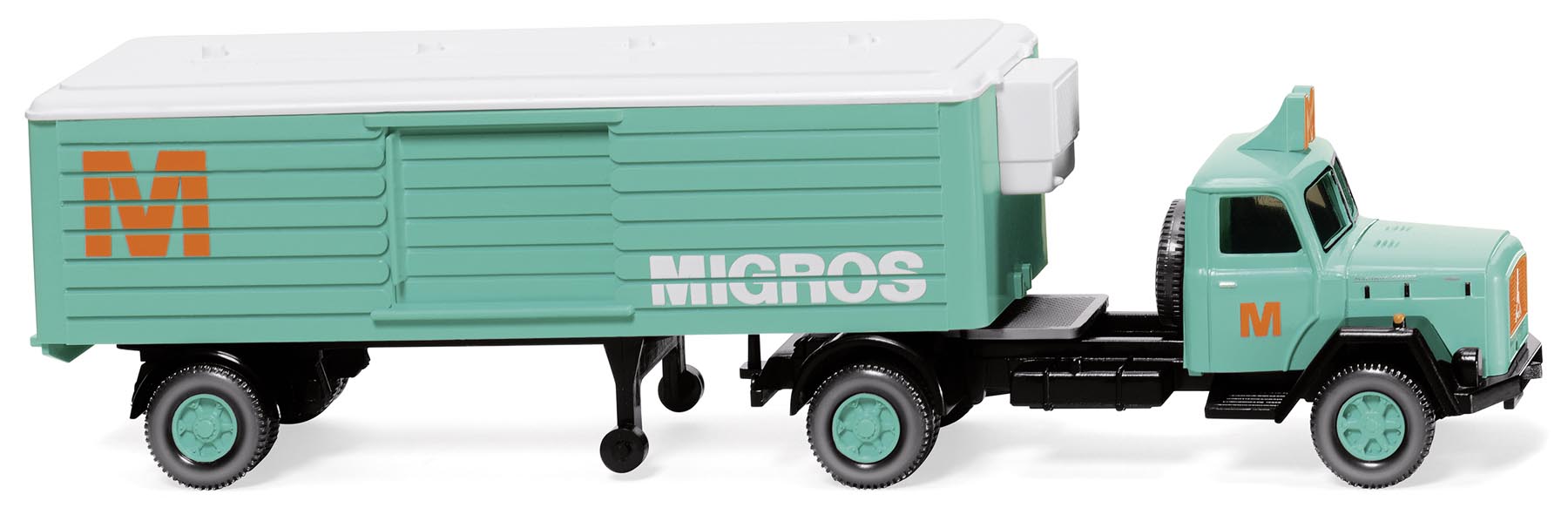 Magirus „Migros“ Kühlkoffersattelzug Modell von WIKING 1:87