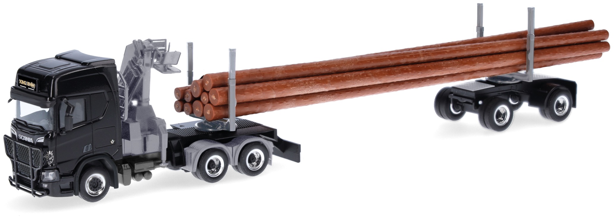 Scania CR 20 HD Holztransporter-Sattelzug Thorsten Eckert/King of Rhön, Bayern/Hohenroth, bekannt aus der Serie Asphalt-Cowboys Modell von herpa 1:87
