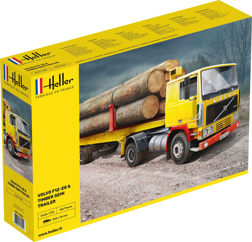 Volvo F12-20 & Holzsattelauflieger als Bausatz ohne Zubehör Modell von Heller 1:32