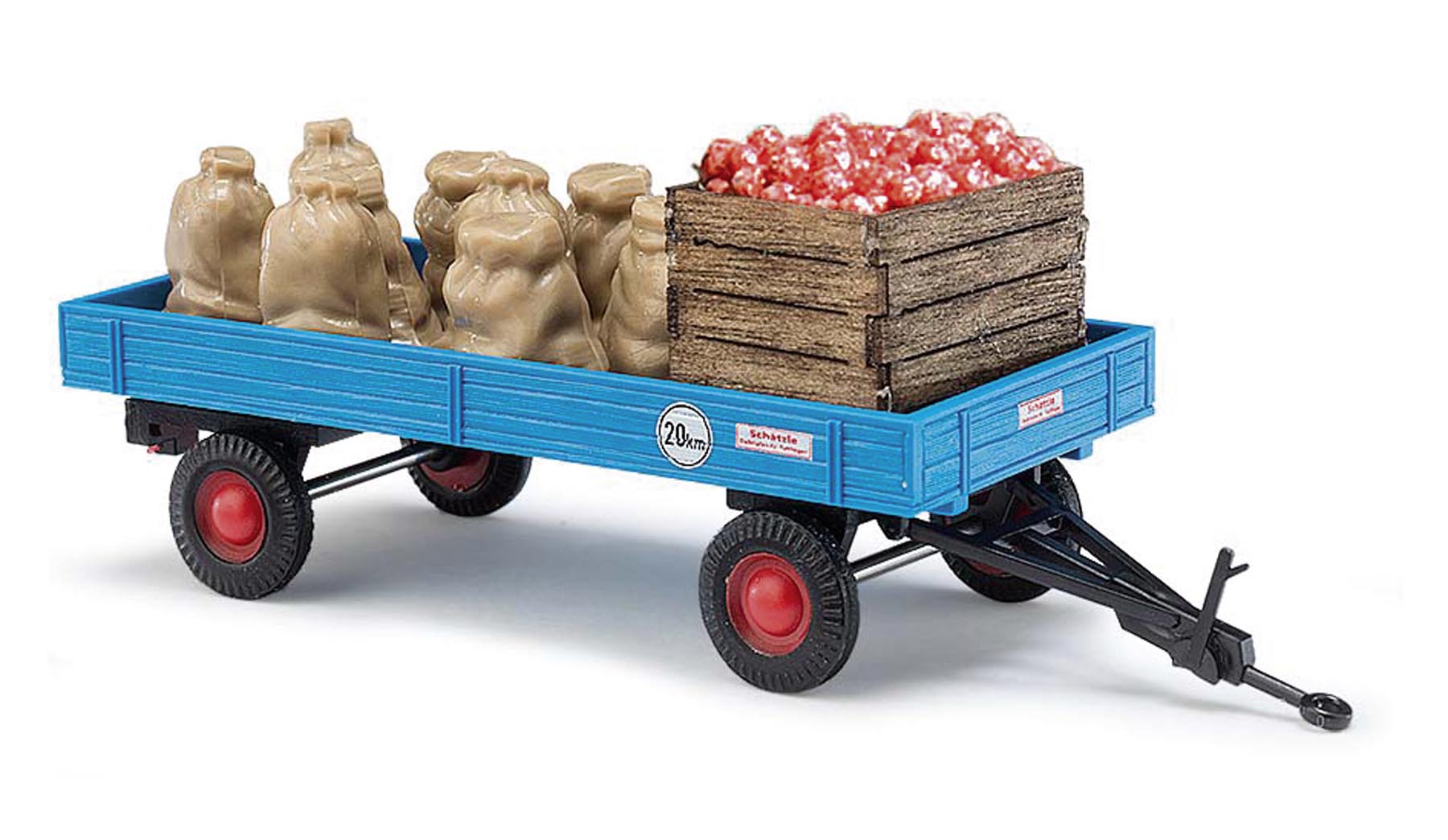 Anhänger mit Apfelladung Modell von Busch 1:87