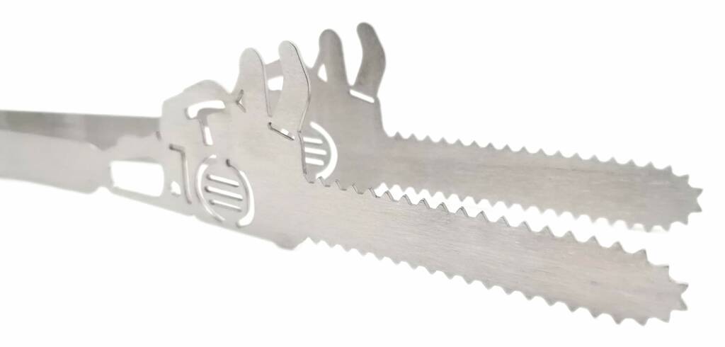 Grillzange Motiv Motorsäge