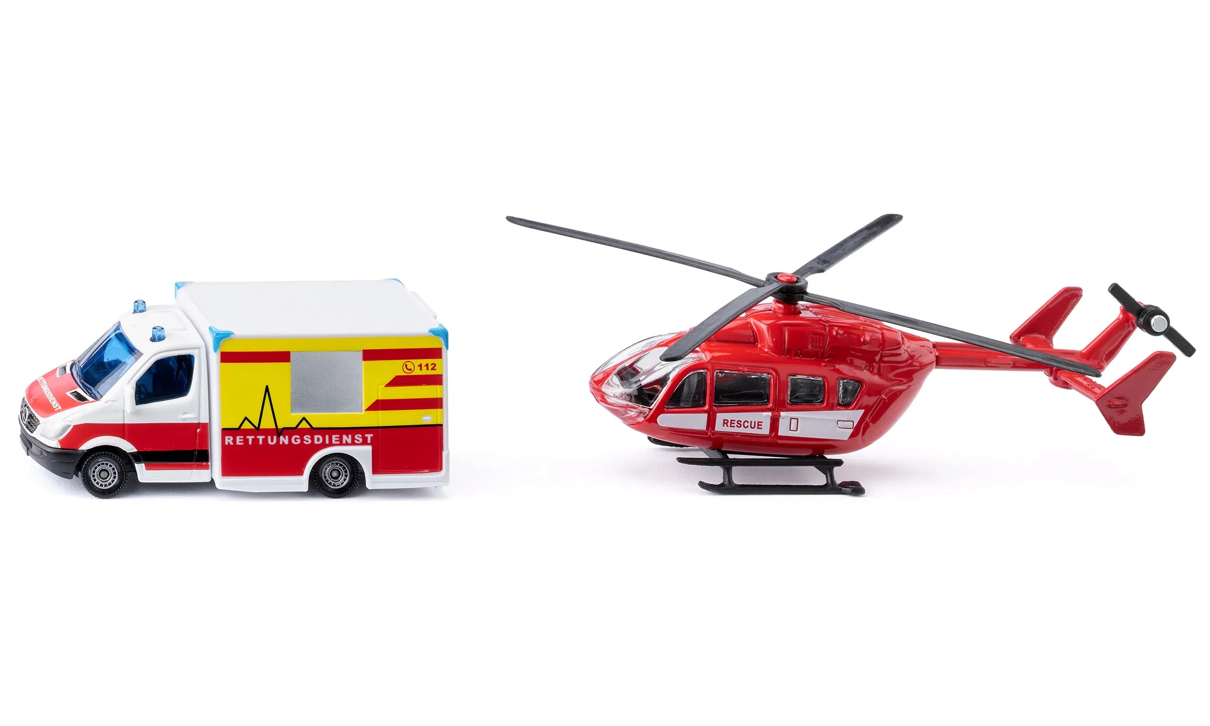 Mercedes-Benz Rettungswagen und Helikopter Modell von Siku