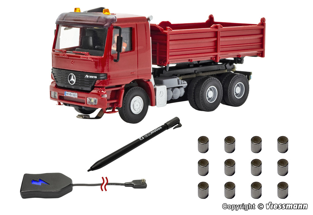 MB Actros Muldenkipper mit Rundumleuchten rot Modell von Viessmann 1:87