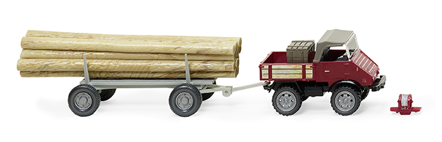 Unimog U 411 mit Langholzanhänger-1