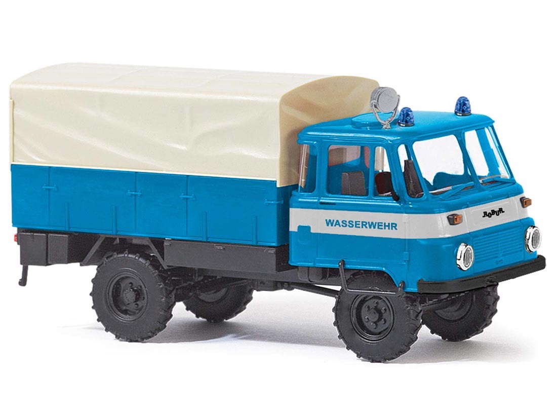 Robur LO 2002 A Wasserwehr Bj. 1983 blau Modell von Busch 1:87