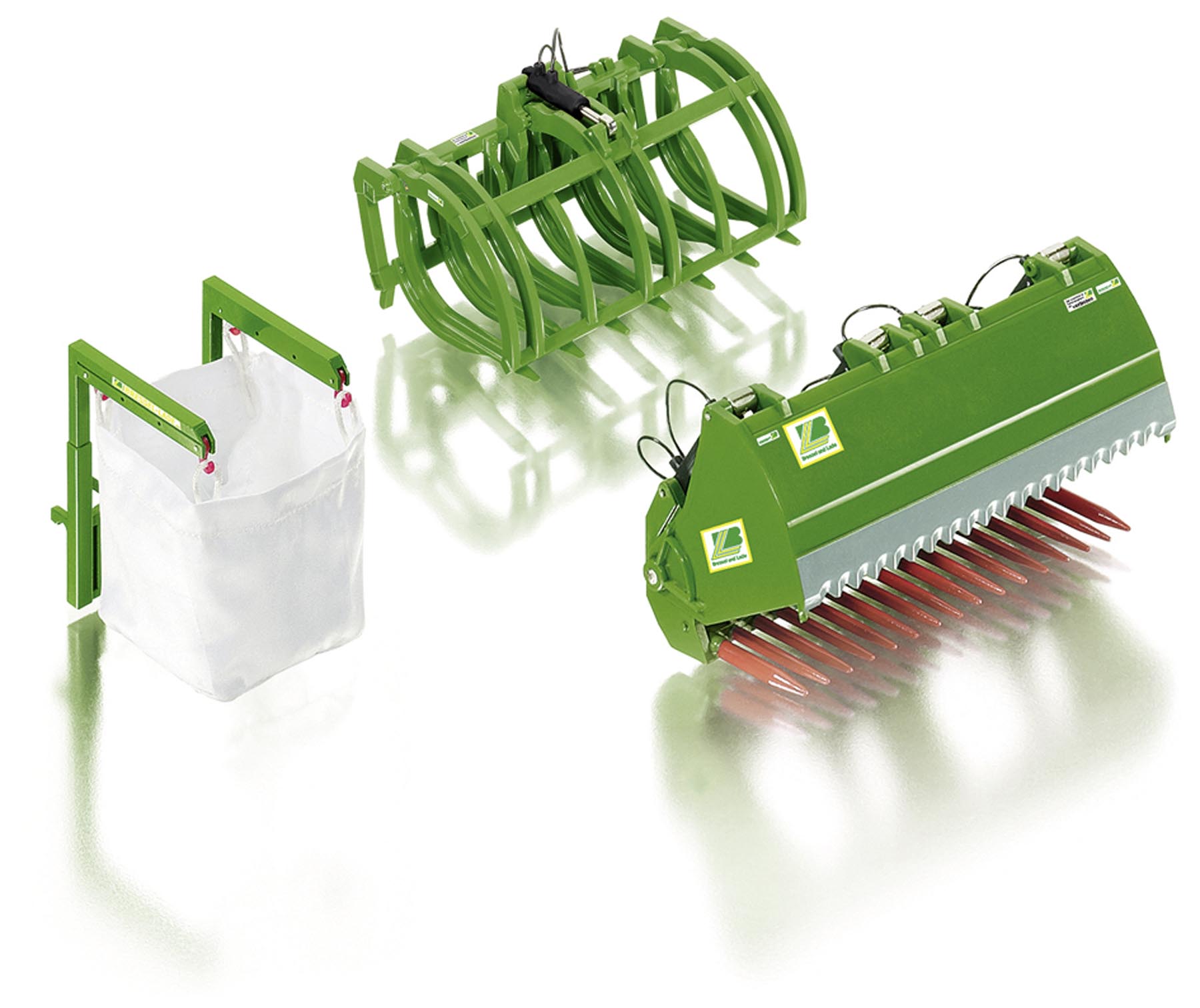 Frontladewerkzeuge Set B - John Deere grün Modell von WIKING 1:32