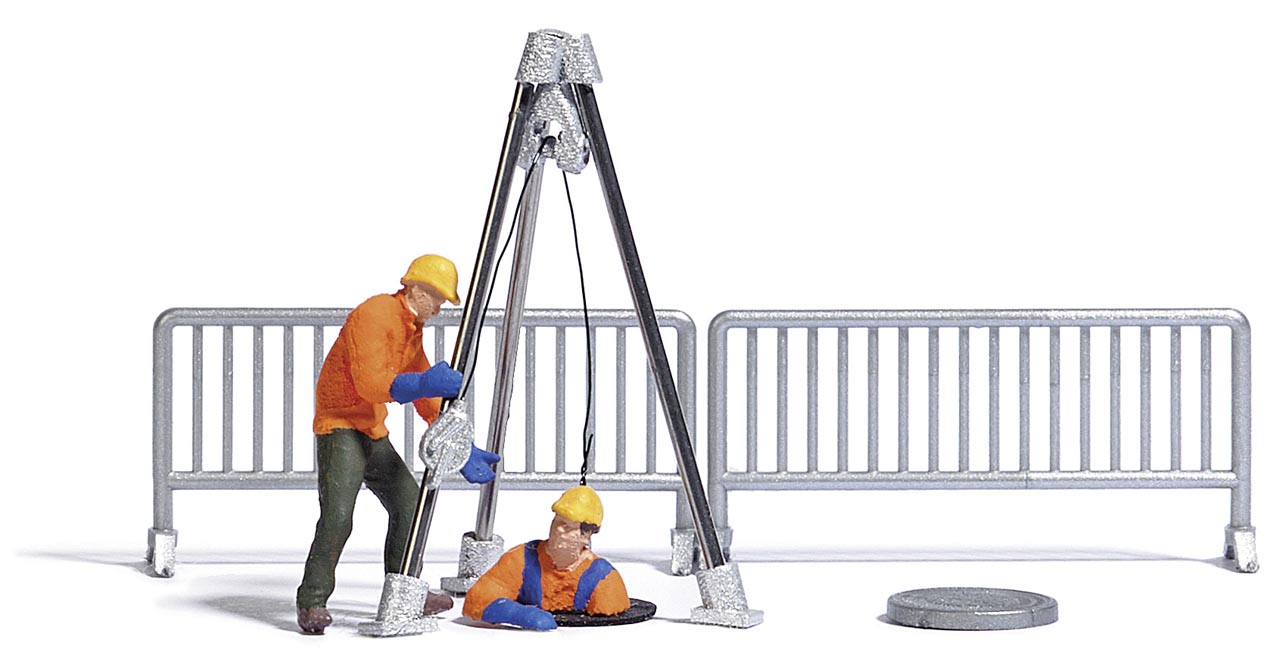 Kanalarbeiter 2 Stück Modell von Busch 1:87